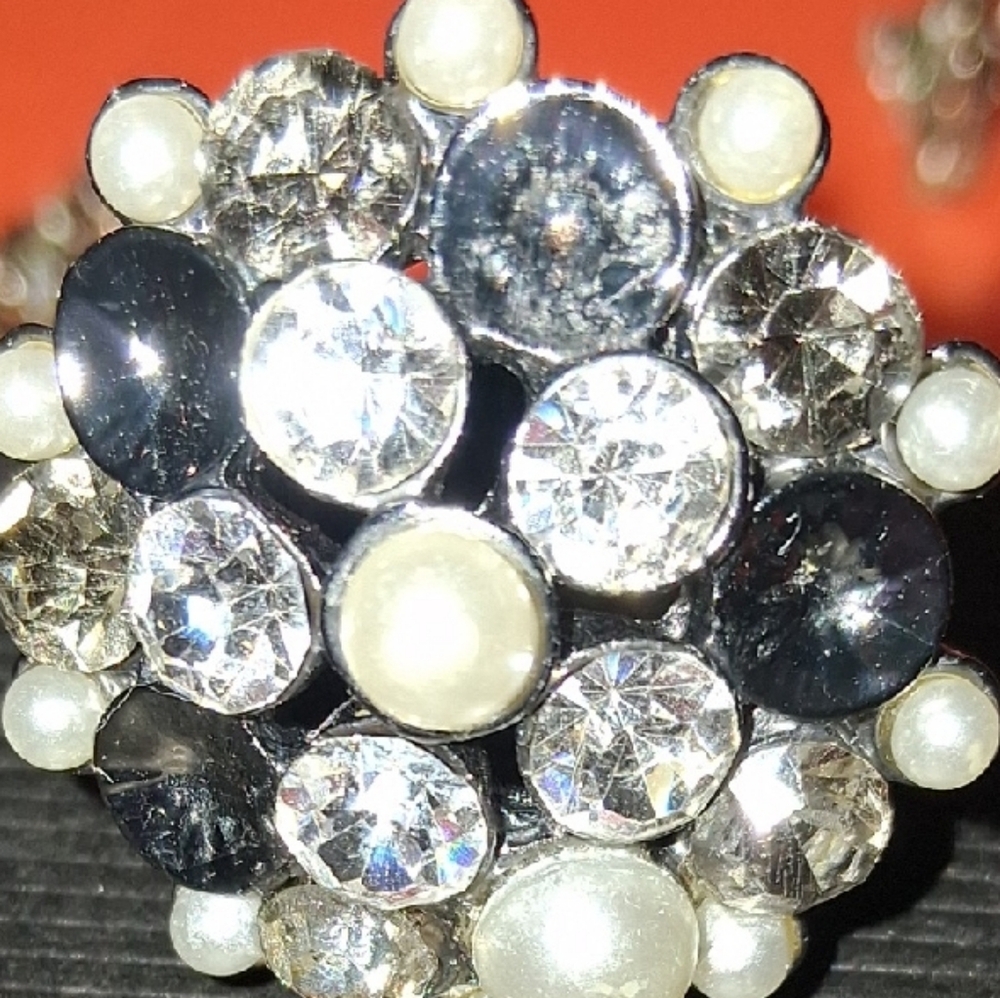 Source Unknown Silver And Black Gem Ring - image 1